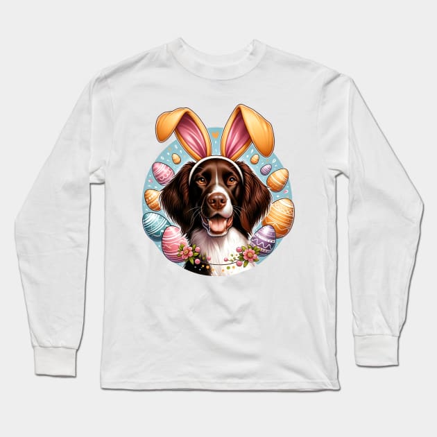 Small Munsterlander Pointer Celebrates Easter with Bunny Ears Long Sleeve T-Shirt by ArtRUs